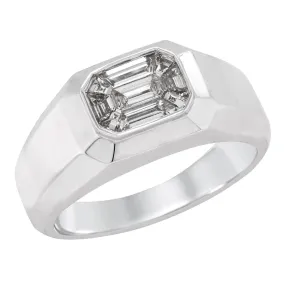 MEN'S WHITE GOLD FASHION RING WITH 9 CLUSTER SET DIAMONDS, .61 CT TW