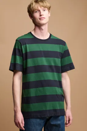 Men's Wide Stripe Short Sleeve T Shirt - Green/Navy