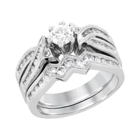 MODERN WHITE GOLD BRIDAL SET WITH 42 ROUND CUT DIAMONDS, 1.06 CT TW