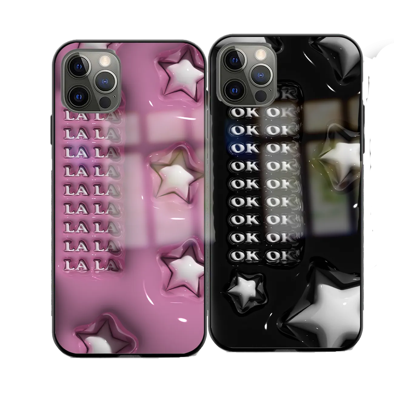 OK-OK-OK / LA-LA-LA Matching Phone Glass Cases