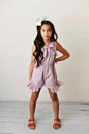 Pink Check Romper