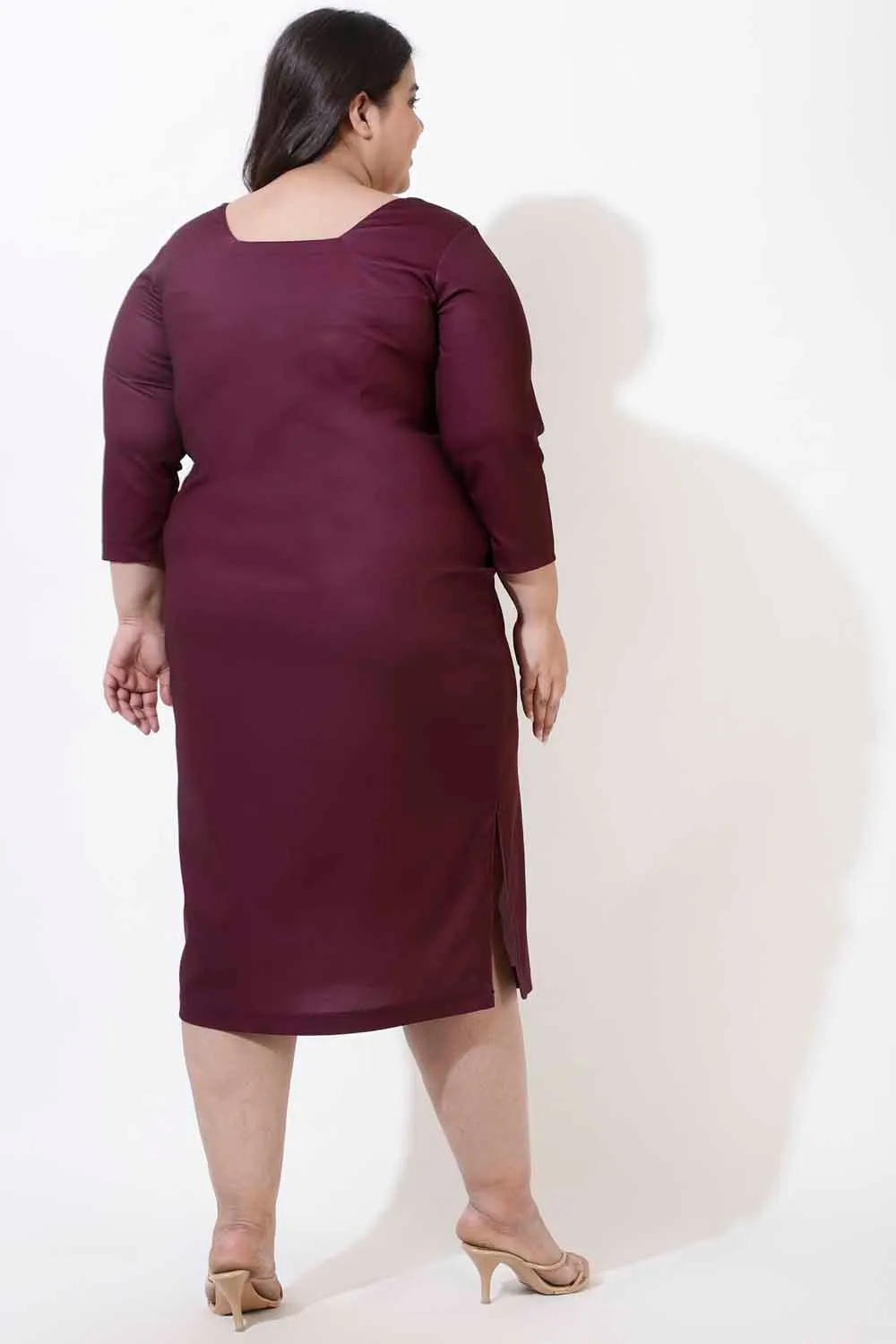 Plus Size Wine Bodycon Dress