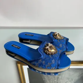 Rasteira Dolce & Gabbana Devotion  Azul Rendada