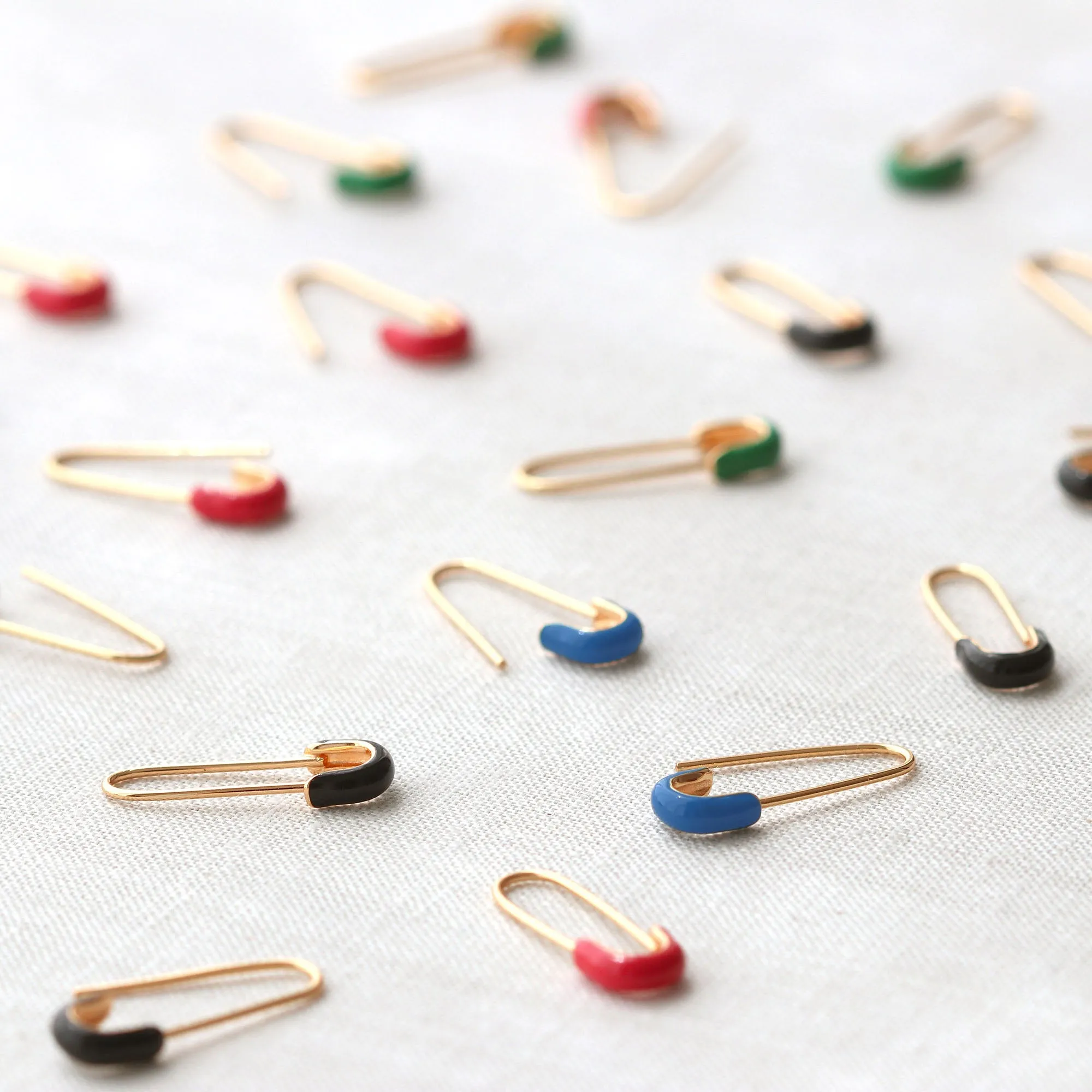 Safety Pin Enamel Earrings