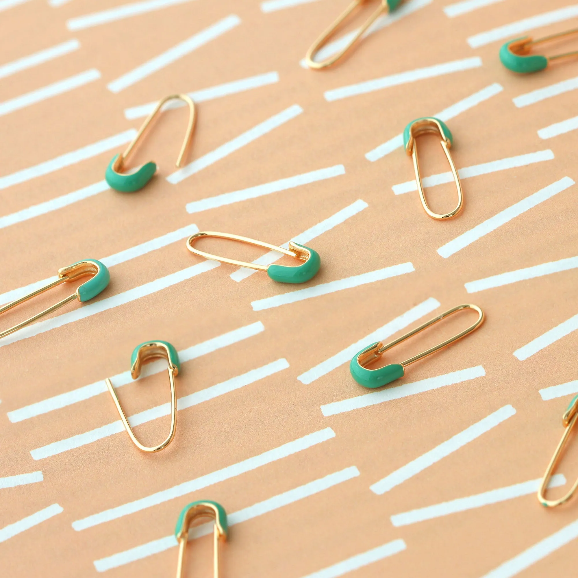 Safety Pin Enamel Earrings