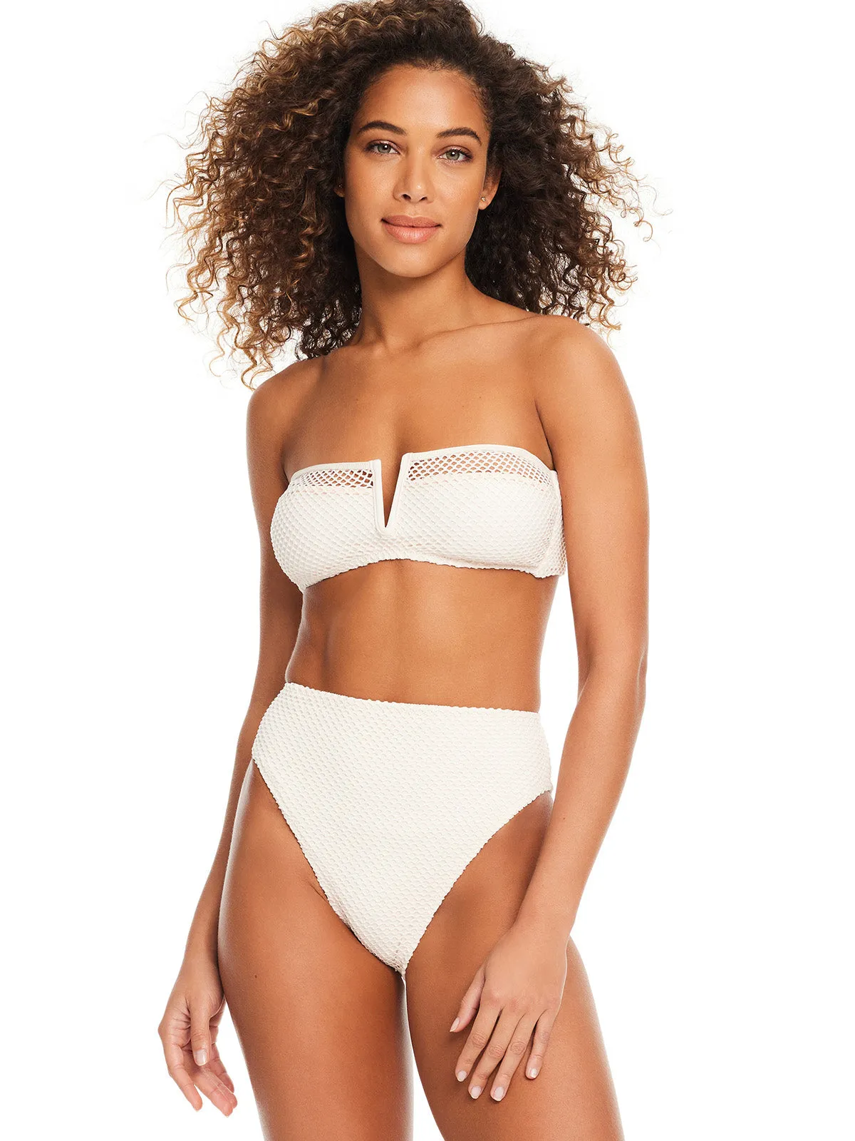 Sea Crochet V-Wire Bandeau Bikini Top White Sand