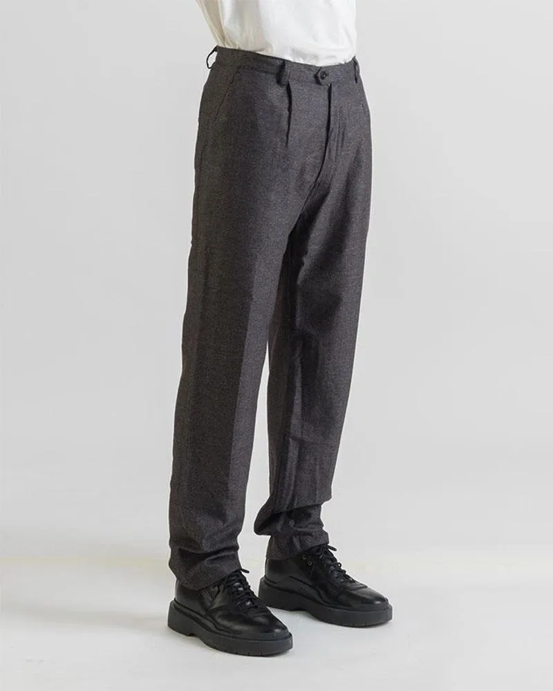 SEABISCUIT - WIDE TROUSERS - Herringbone Wool Green Brown Moss