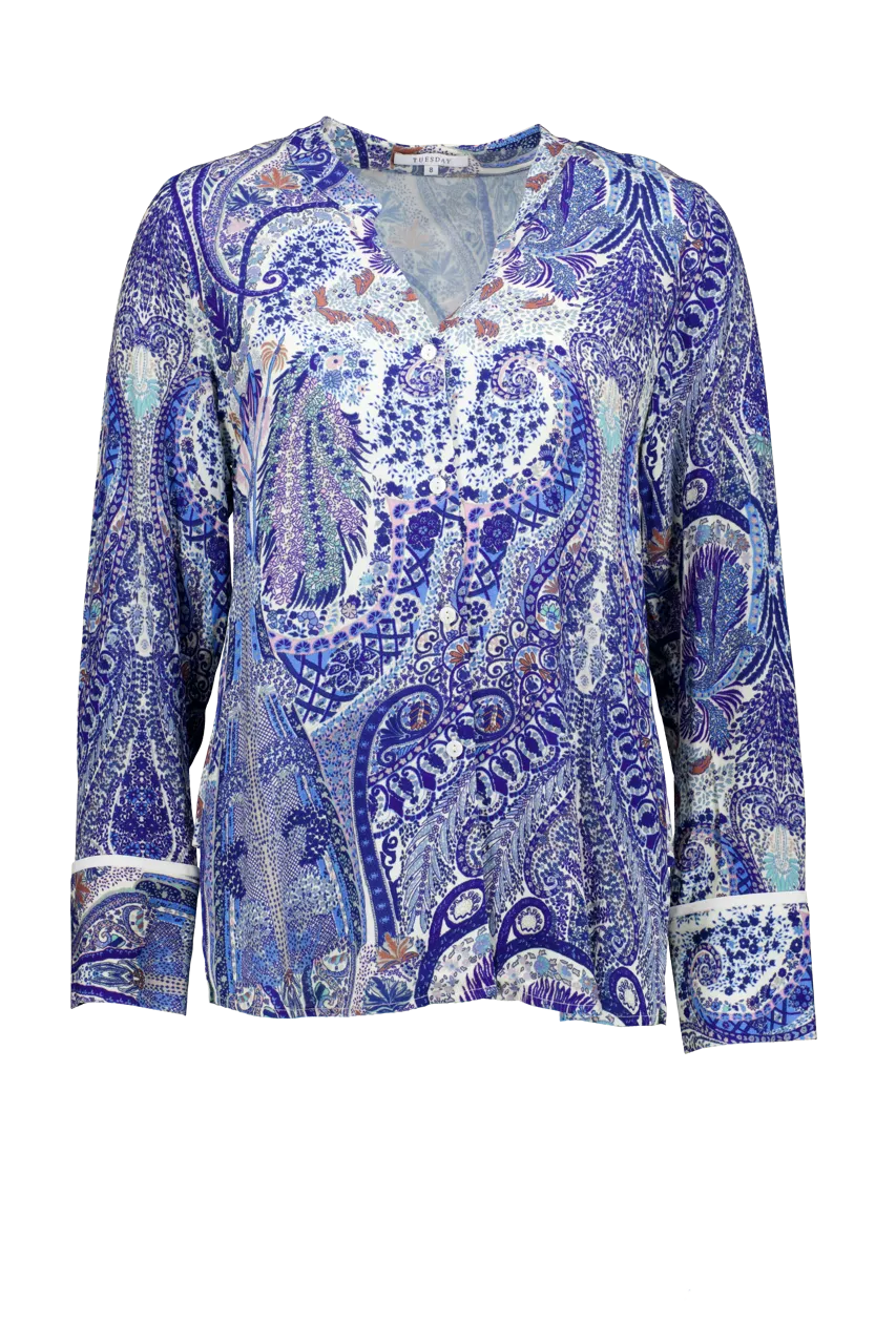 Serve Top | Blue Paisley