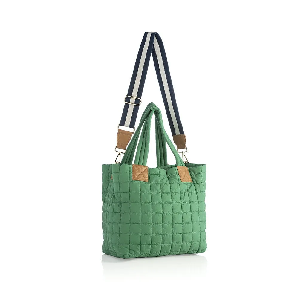 Shiraleah Ezra Quilted Nylon Tote, Green