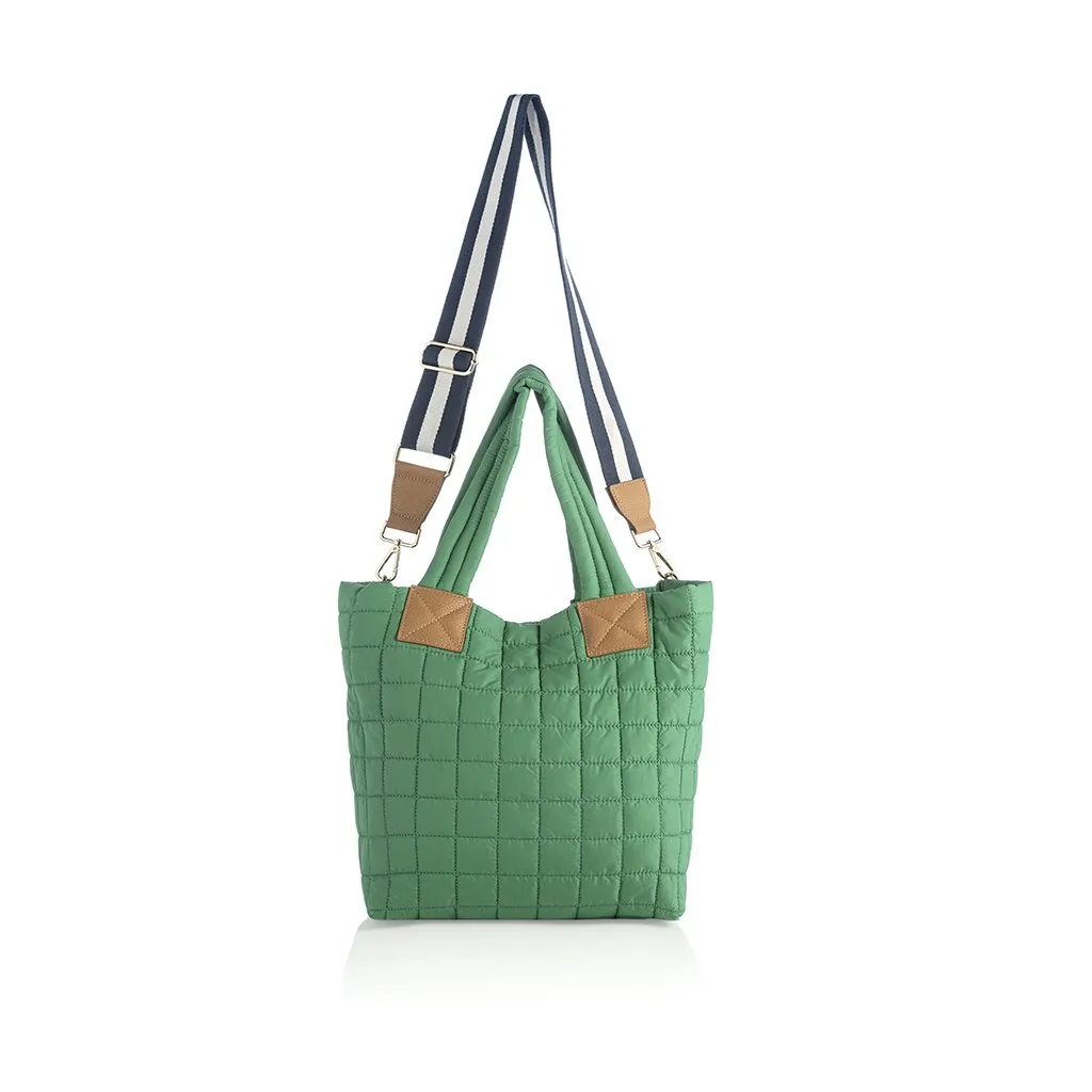 Shiraleah Ezra Quilted Nylon Tote, Green