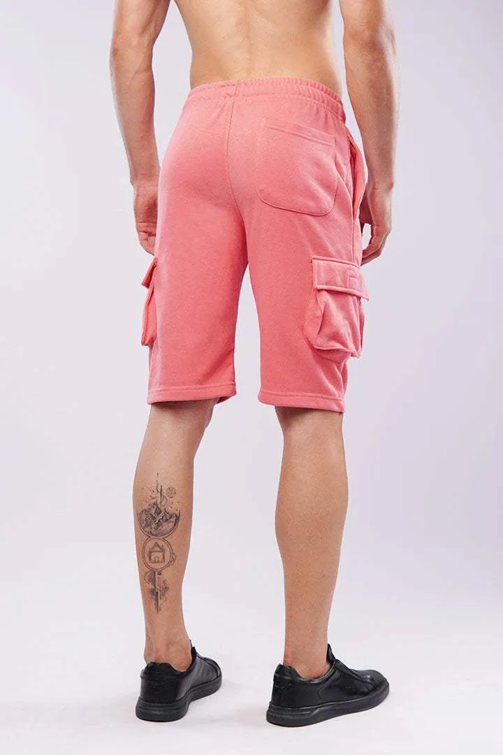 Terry Cargo Shorts - Coral Pink