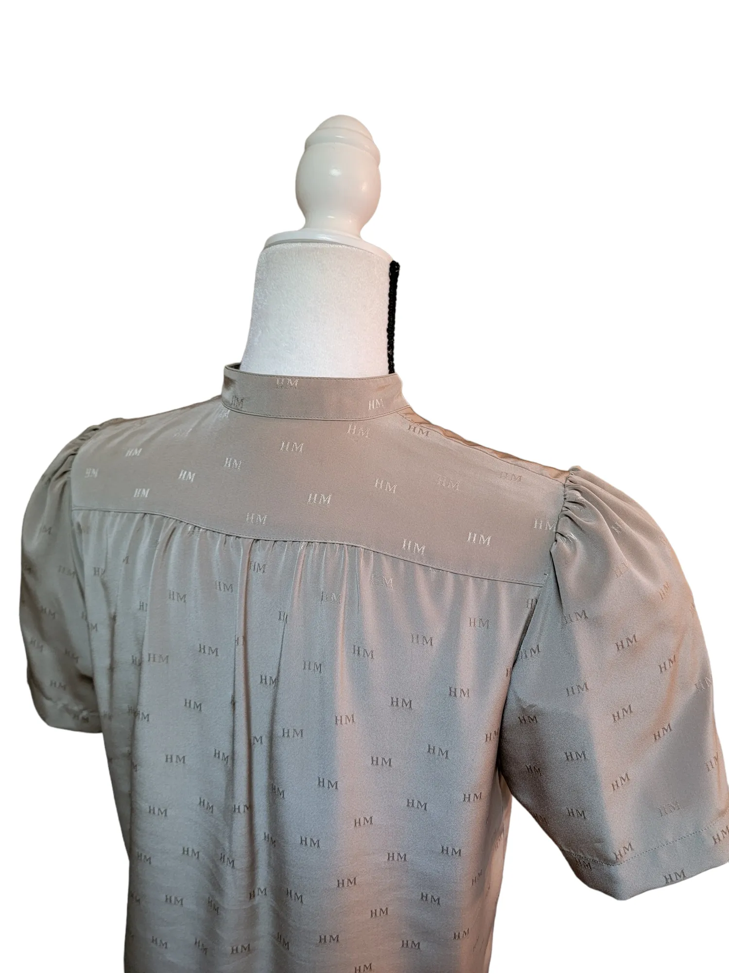 Vintage 1980’s Hanae Mori Silk Top Monogrammed Fabric and Buttons