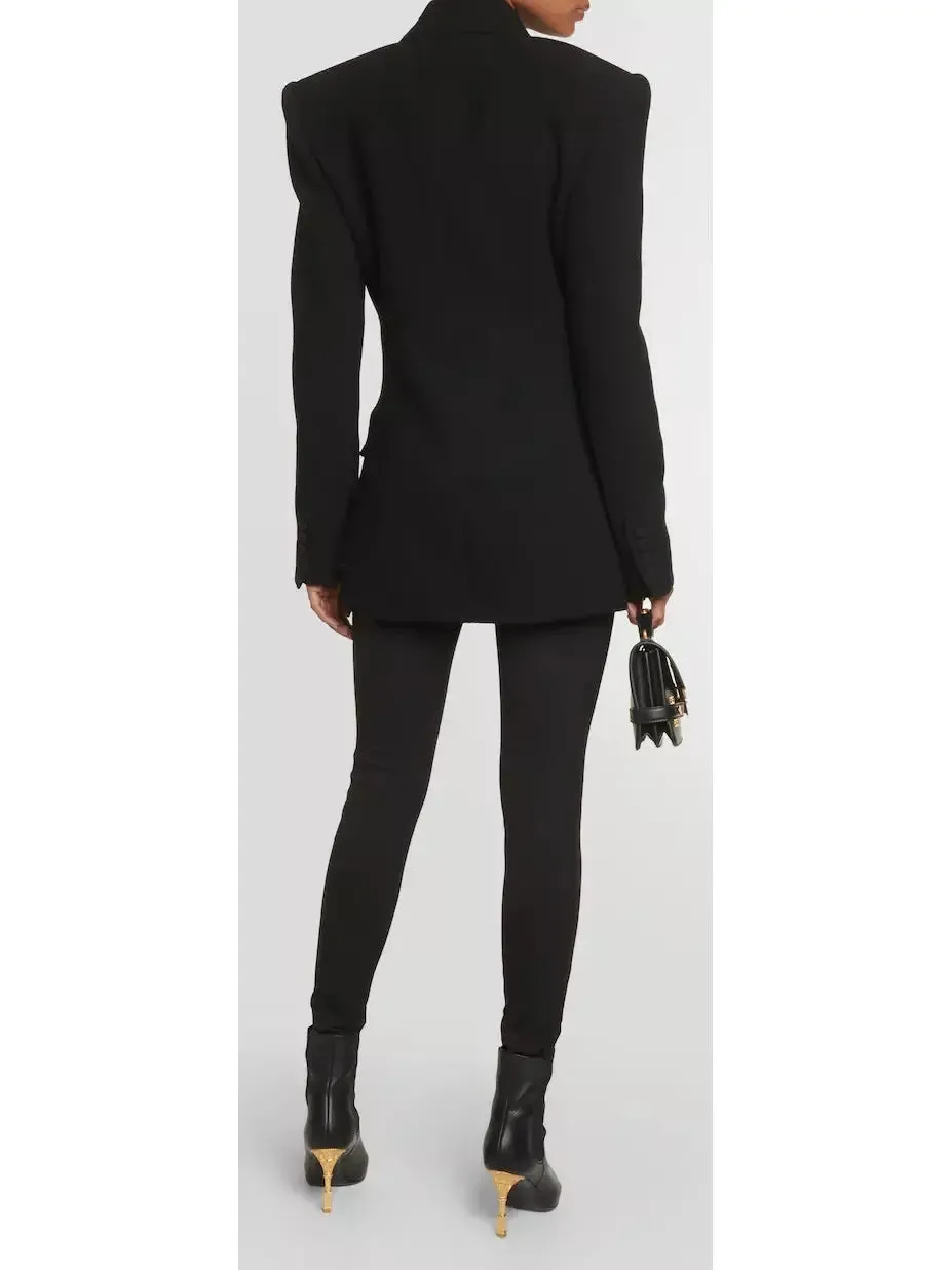 Women’s Asymmetric Fitted Single-Breasted Black Crepe Jacket