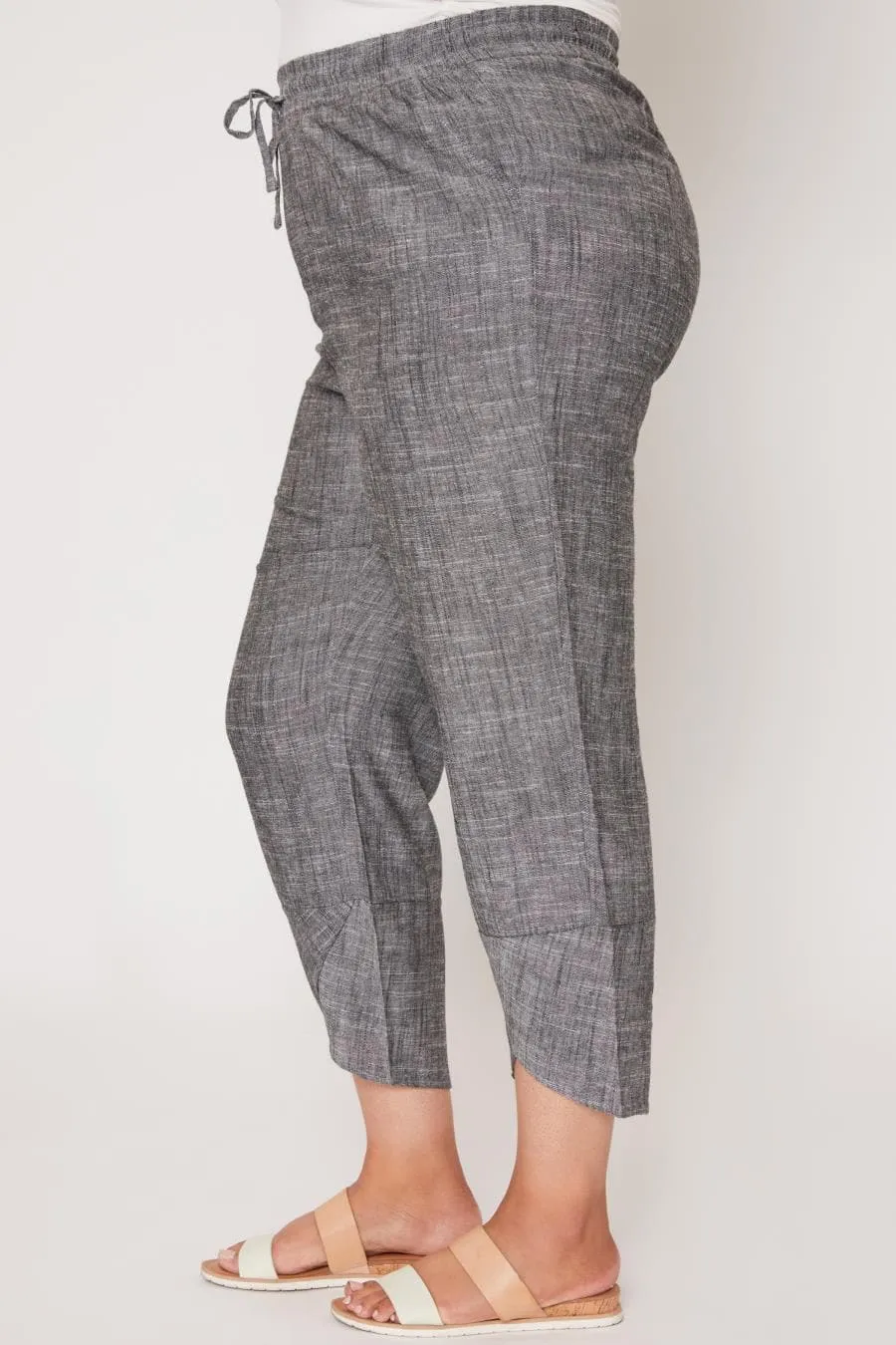 Women's Plus Size Linen Elastic Waist With Tulip Hem Pant